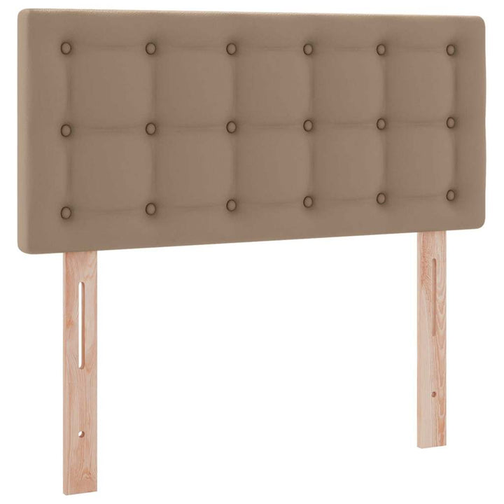Seng med opbevaring og LED Cappuccino 90 x 190 cm Faux læder