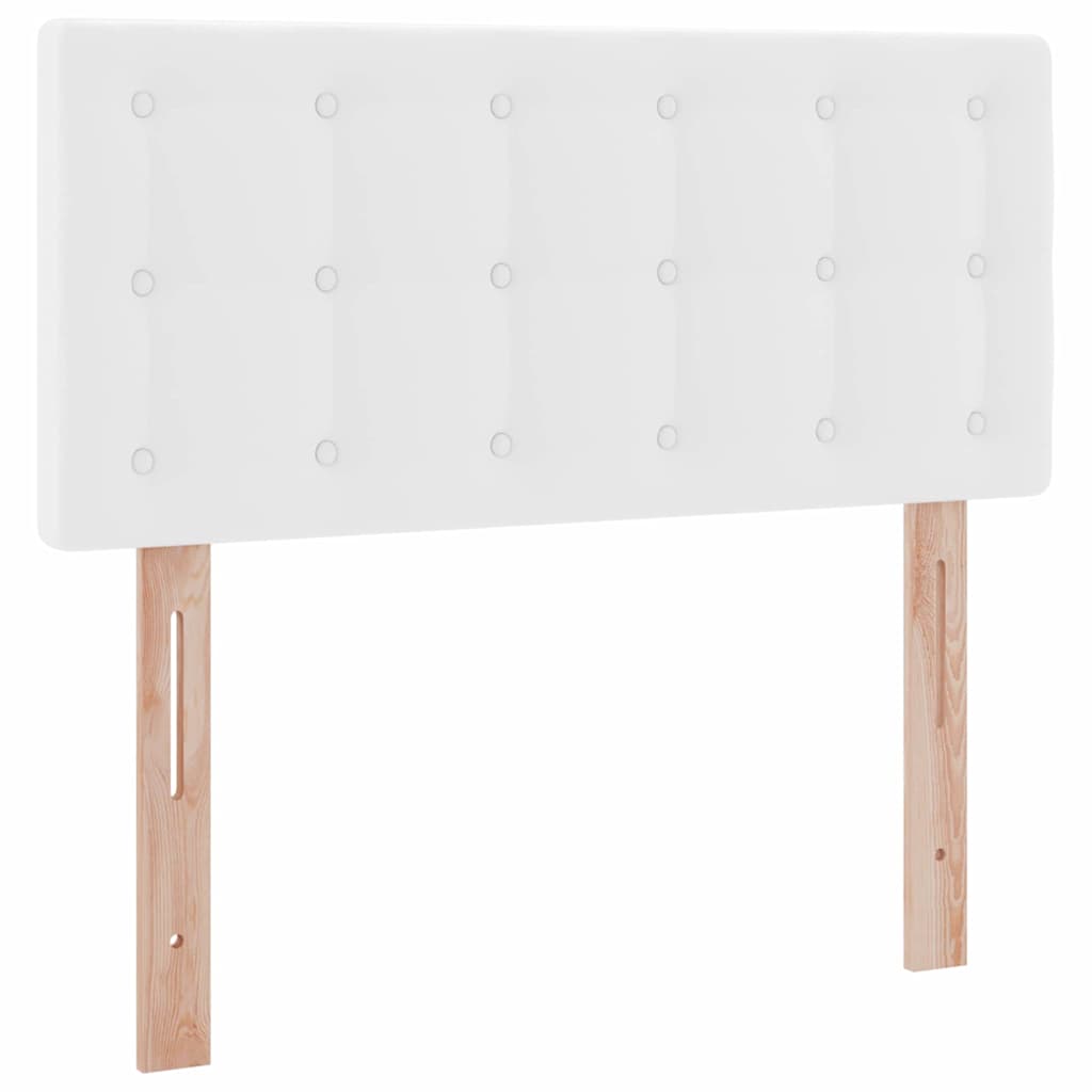 Seng med opbevaring og LED Ren Hvid 90 x 200 cm Faux læder