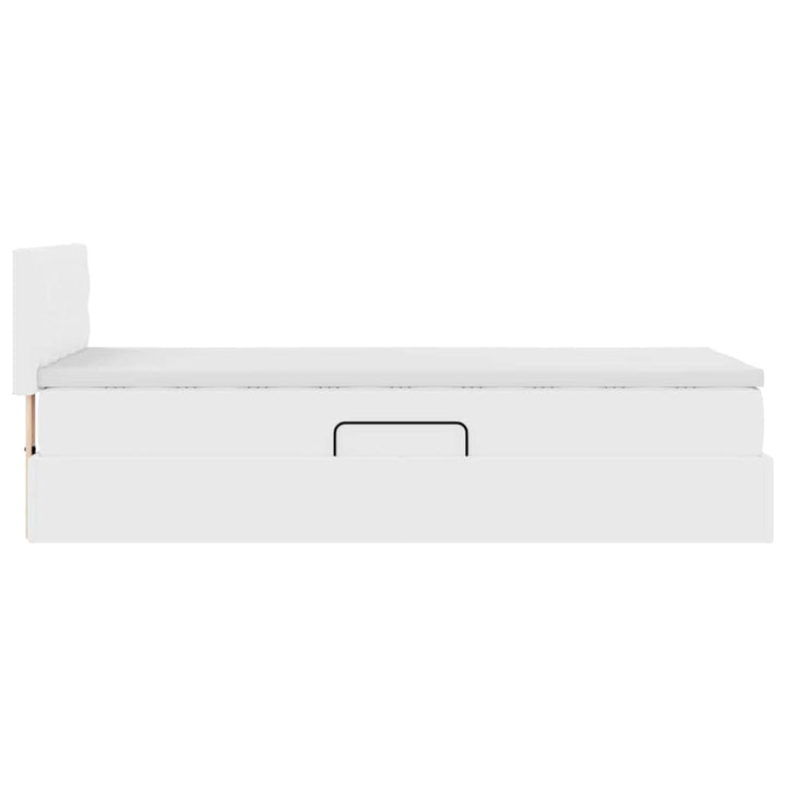 Seng med opbevaring og LED Ren Hvid 90 x 200 cm Faux læder