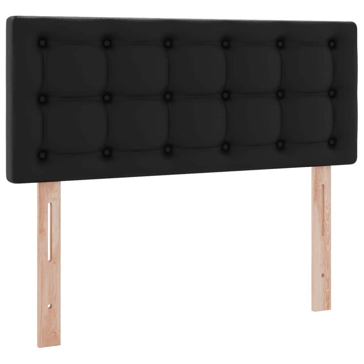 Seng med opbevaring og LED Sort 120 x 190 cm Faux læder