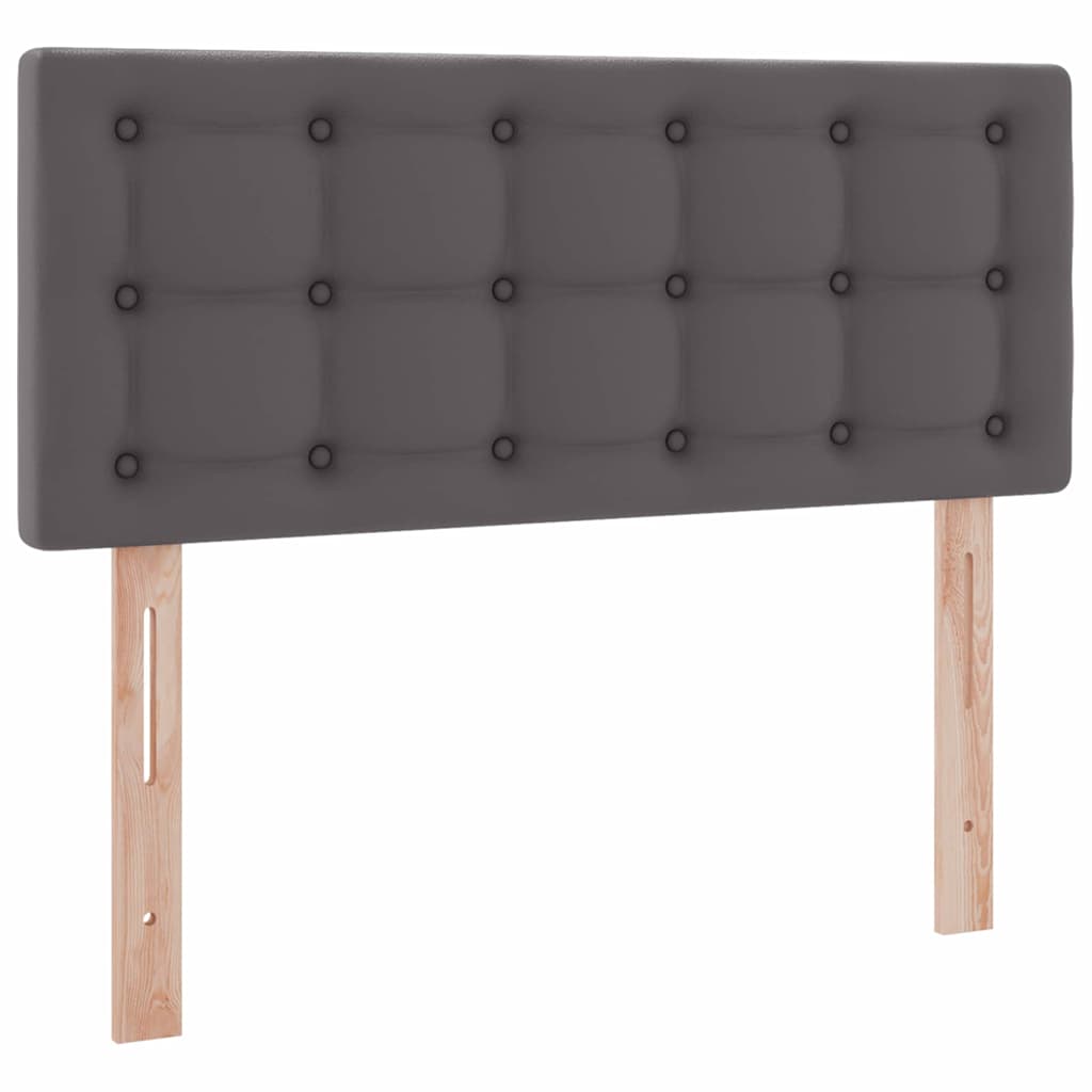 Seng med opbevaring og LED Grå 120 x 190 cm Faux læder