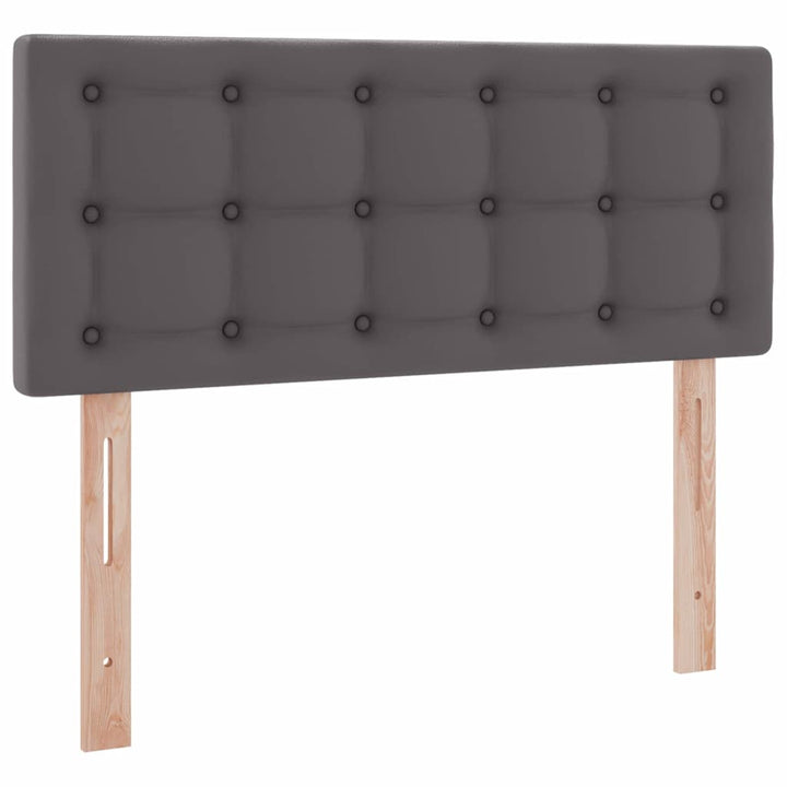 Seng med opbevaring og LED Grå 120 x 190 cm Faux læder