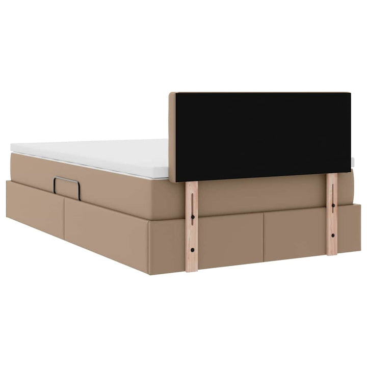 Seng med opbevaring og LED Cappuccino 120 x 200 cm Faux læder