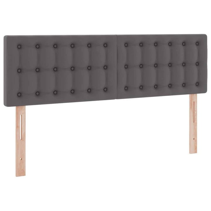 Seng med opbevaring og LED med LED Grå 140 x 190 cm Faux læder