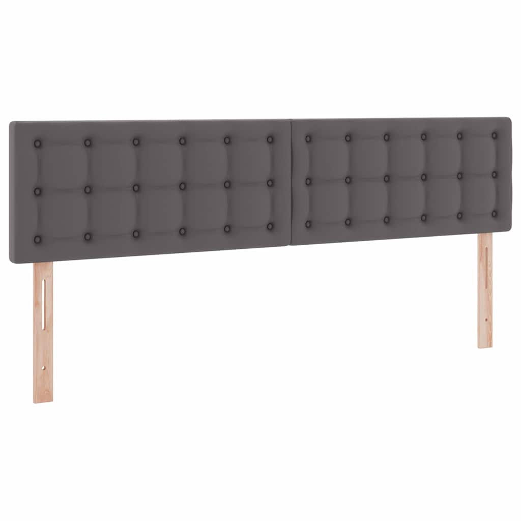 Seng med opbevaring og LED med LED Grå 160 x 200 cm Faux læder