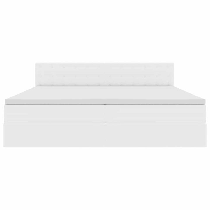 Seng med opbevaring og LED Lysegrå 200 x 200 cm Faux læder