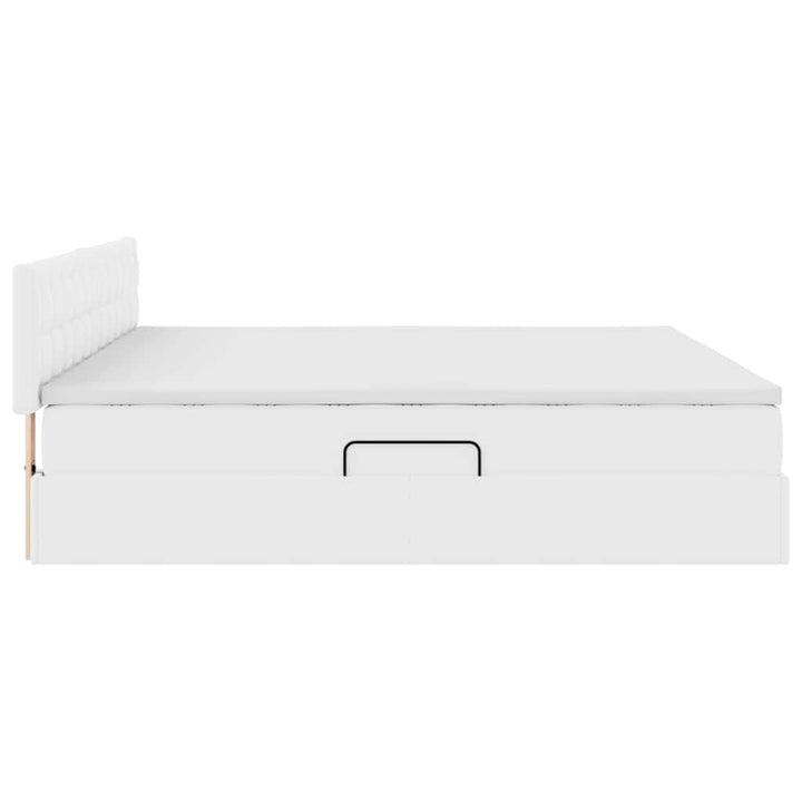 Seng med opbevaring og LED Lysegrå 200 x 200 cm Faux læder