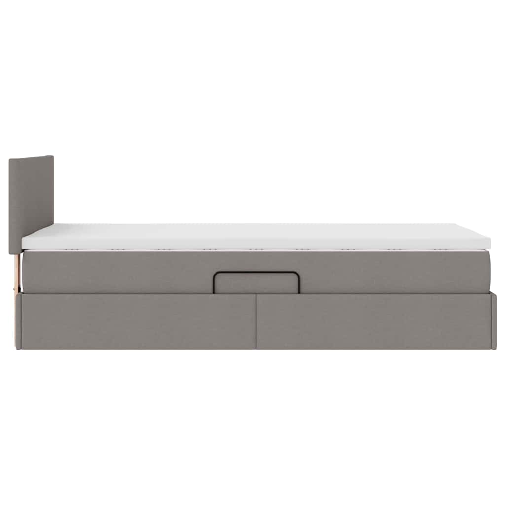 LED opbevarings seng med madras Gråbrun 90 x 190 cm Stof