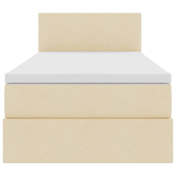 LED opbevarings seng med madras Creme 90 x 200 cm Stof