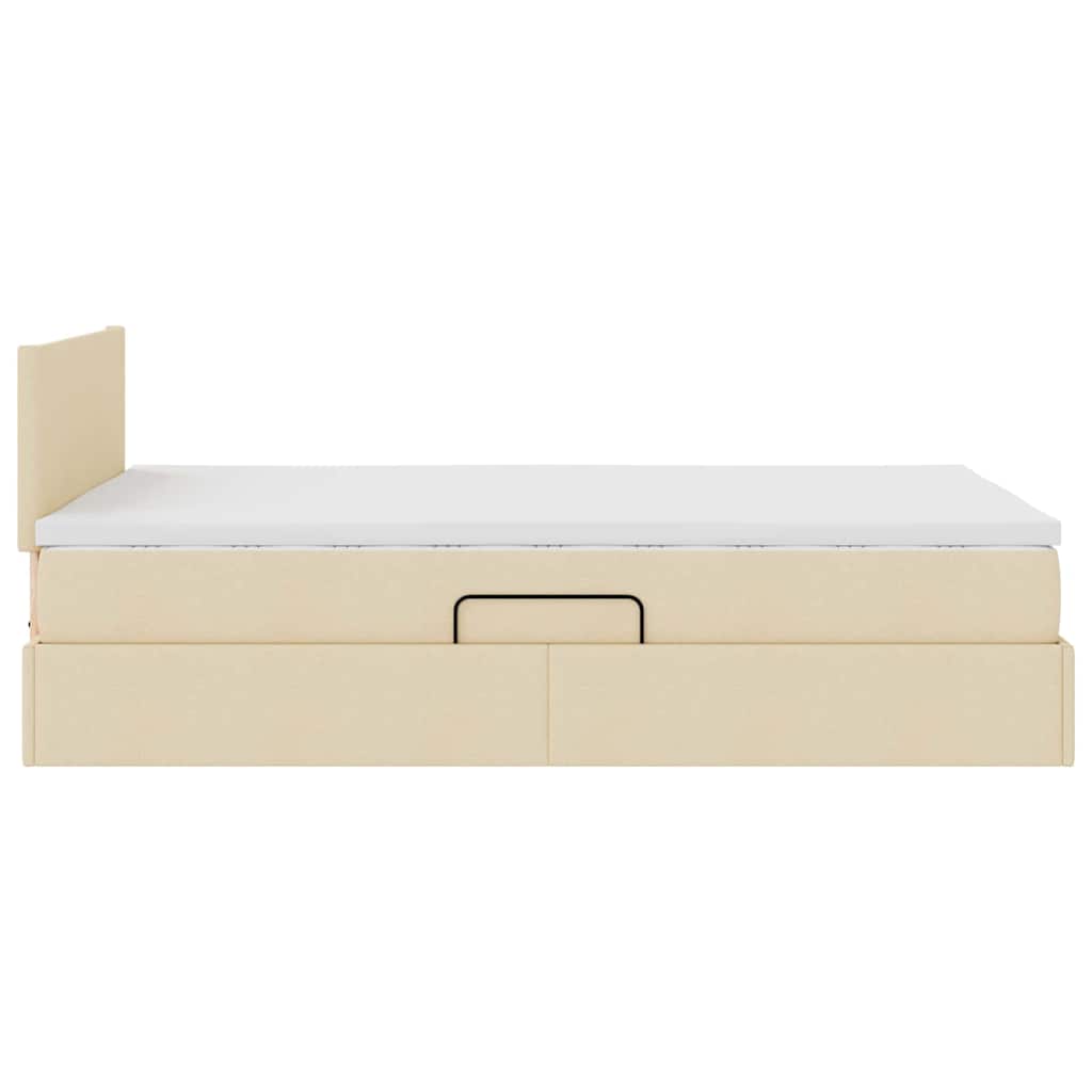 LED opbevarings seng med madras Cremefarvet 120 x 190 cm Stof
