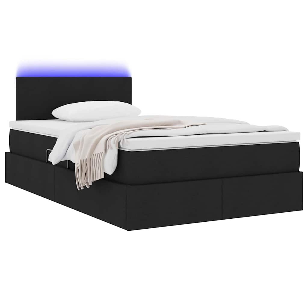 LED opbevarings seng med madras Sort 120 x 200 cm Stof
