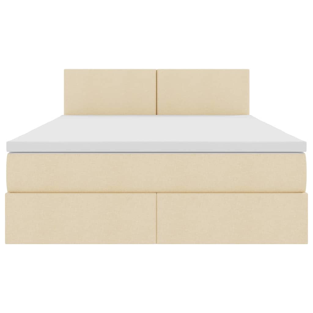 Seng med opbevaring og LED med madras Creme 140 x 200 cm Stof
