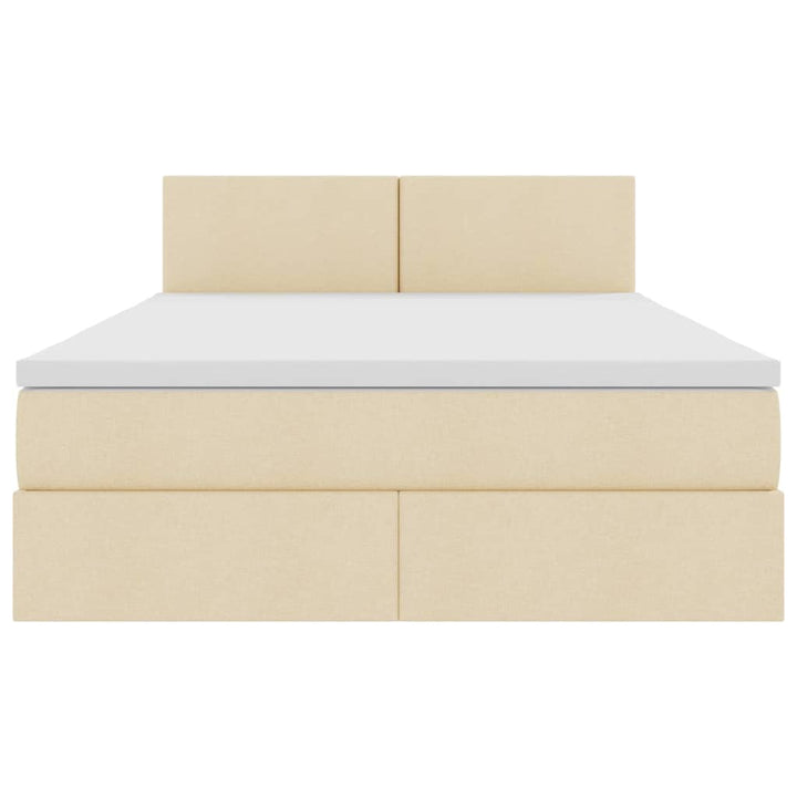 Seng med opbevaring og LED med madras Creme 140 x 200 cm Stof