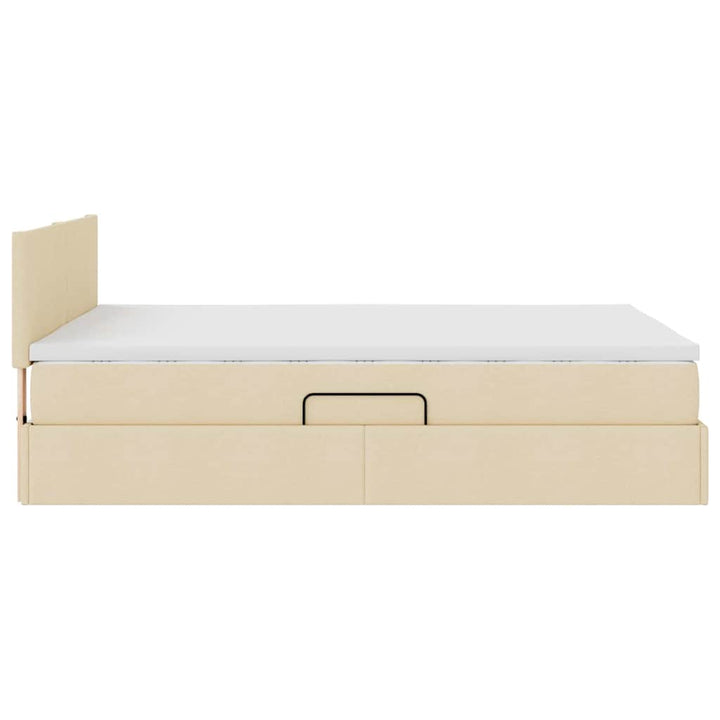 Seng med opbevaring og LED med madras Creme 140 x 200 cm Stof
