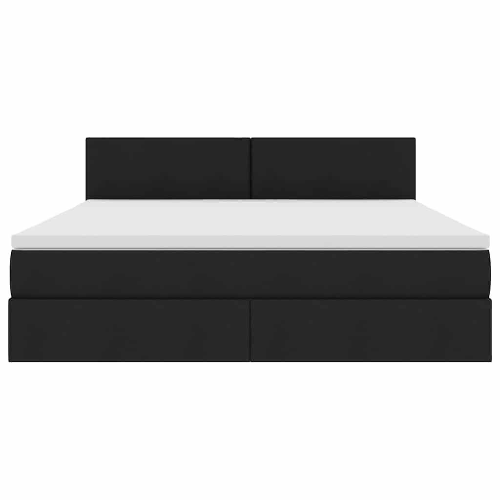LED opbevarings seng med madras Sort 160 x 200 cm Stof