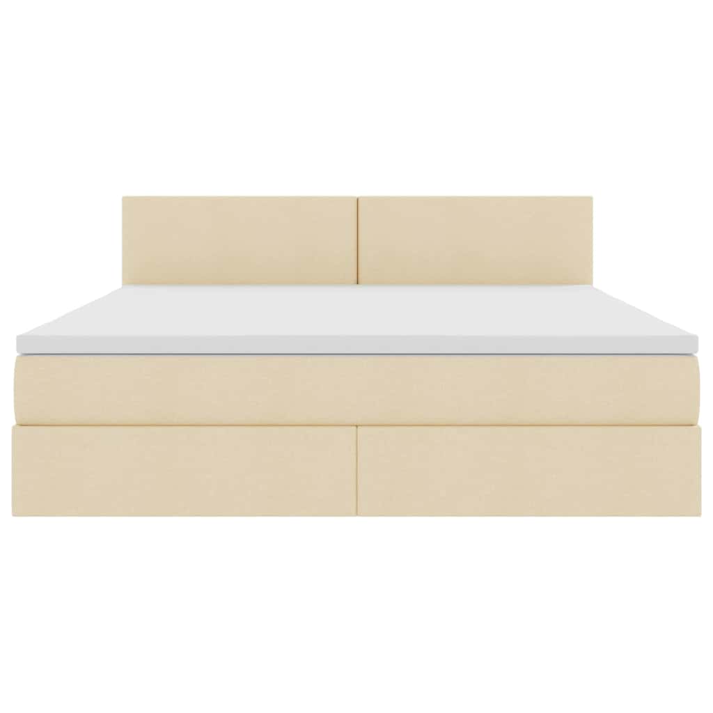 Seng med opbevaring og LED med madras Creme 160 x 200 cm Stof