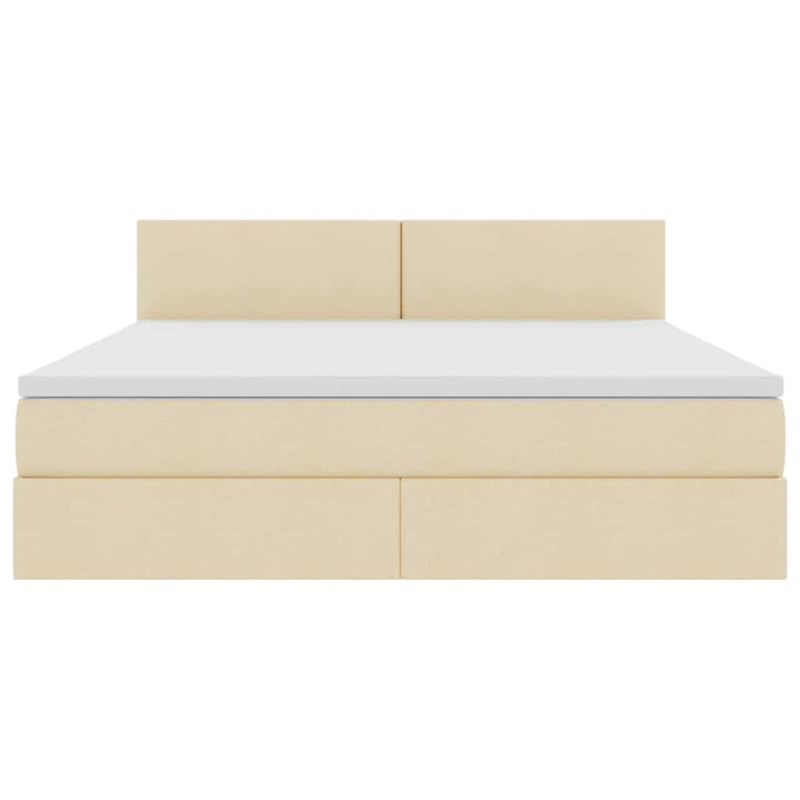 Seng med opbevaring og LED med madras Creme 160 x 200 cm Stof