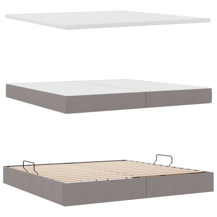 LED opbevarings seng med madras Gråbrun 200 x 200 cm Stof