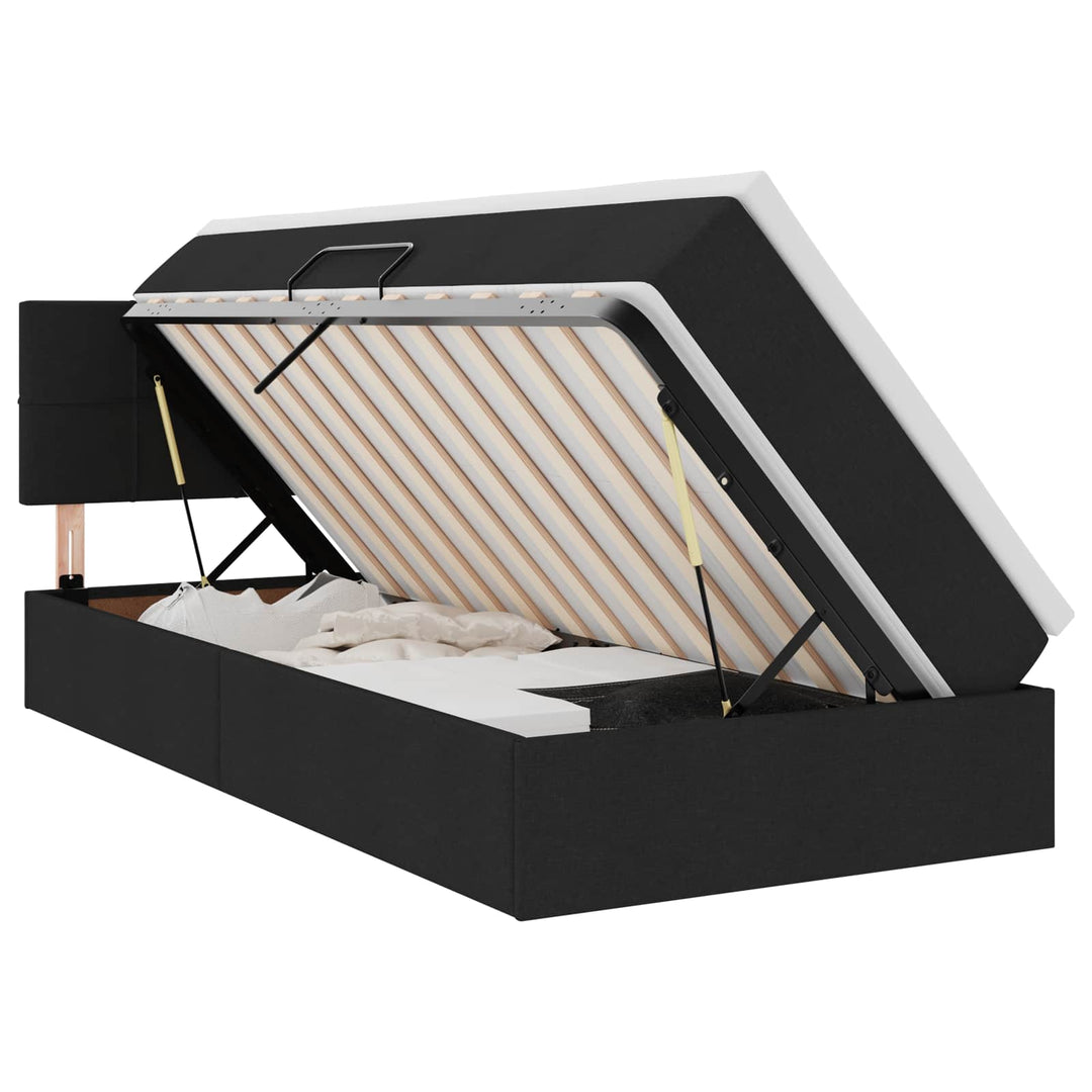 LED opbevarings seng med madras Sort 90 x 200 cm Stof