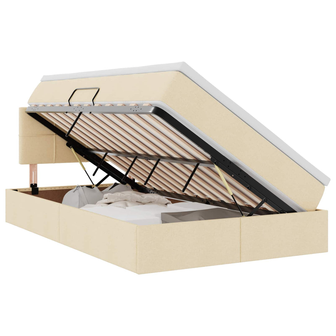 LED opbevarings seng med madras Cremefarvet 120 x 190 cm Stof