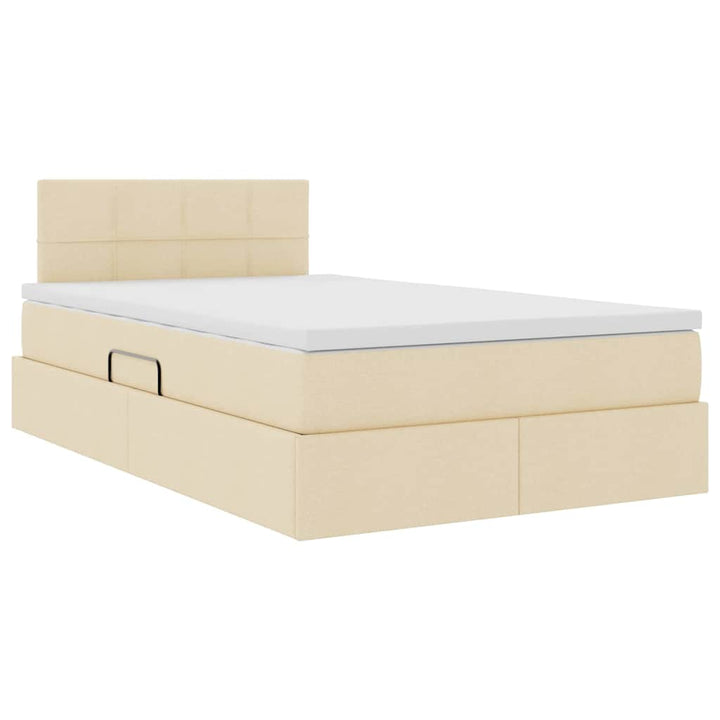 LED opbevarings seng med madras Cremefarvet 120 x 190 cm Stof