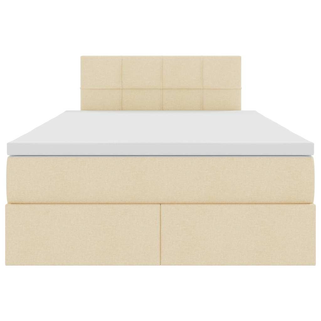 LED opbevarings seng med madras Cremefarvet 120 x 190 cm Stof