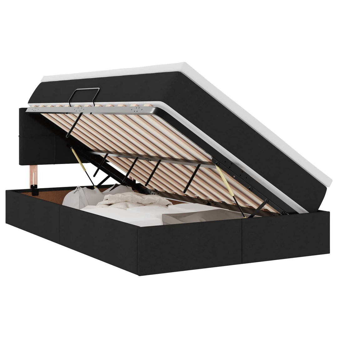LED opbevarings seng med madras Sort 120 x 200 cm Stof