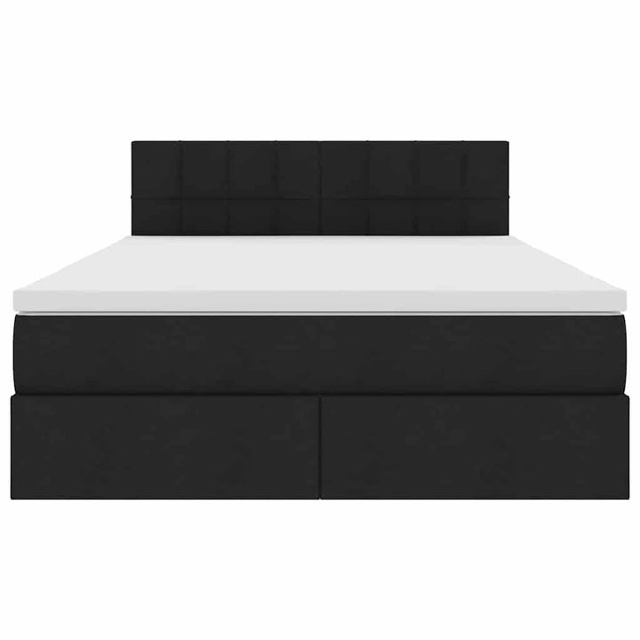 LED opbevarings seng med madras Sort 140 x 190 cm Stof