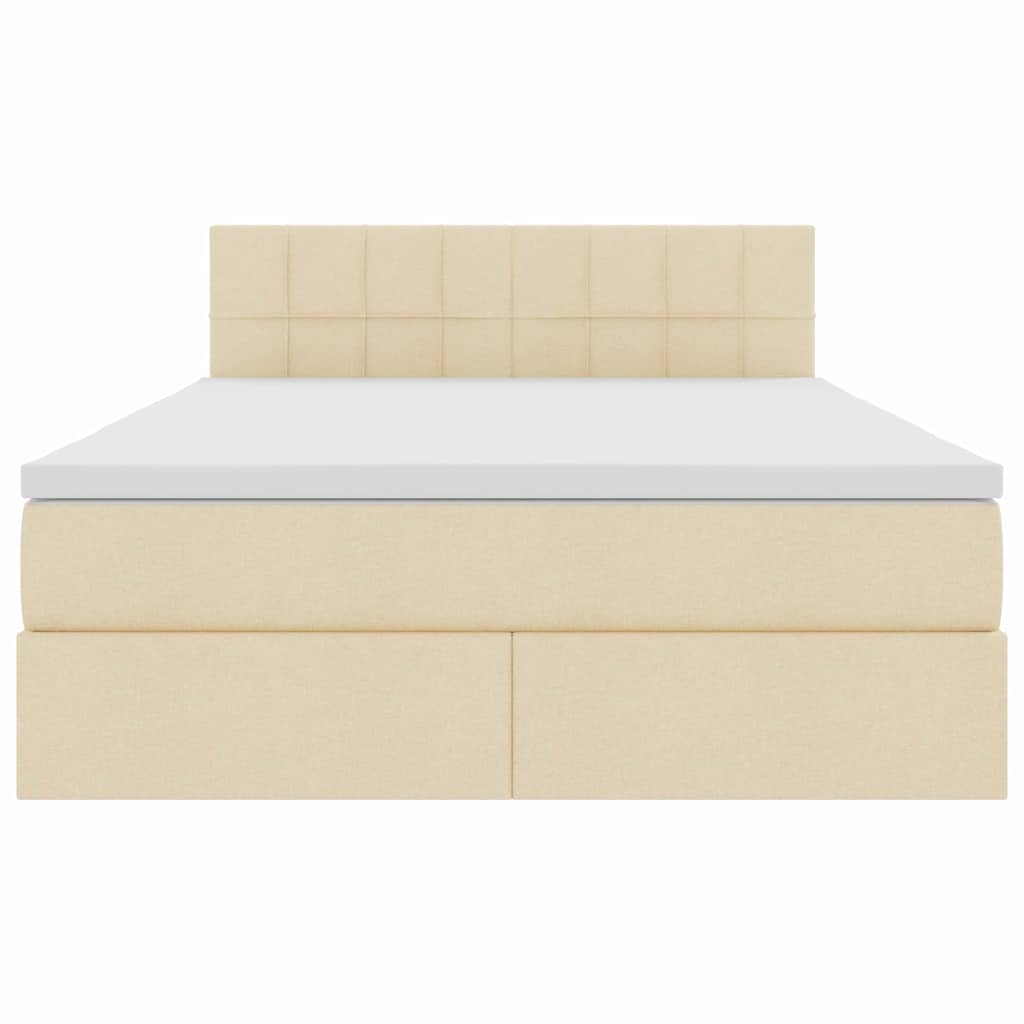 LED opbevarings seng med madras Creme 140 x 190 cm Stof