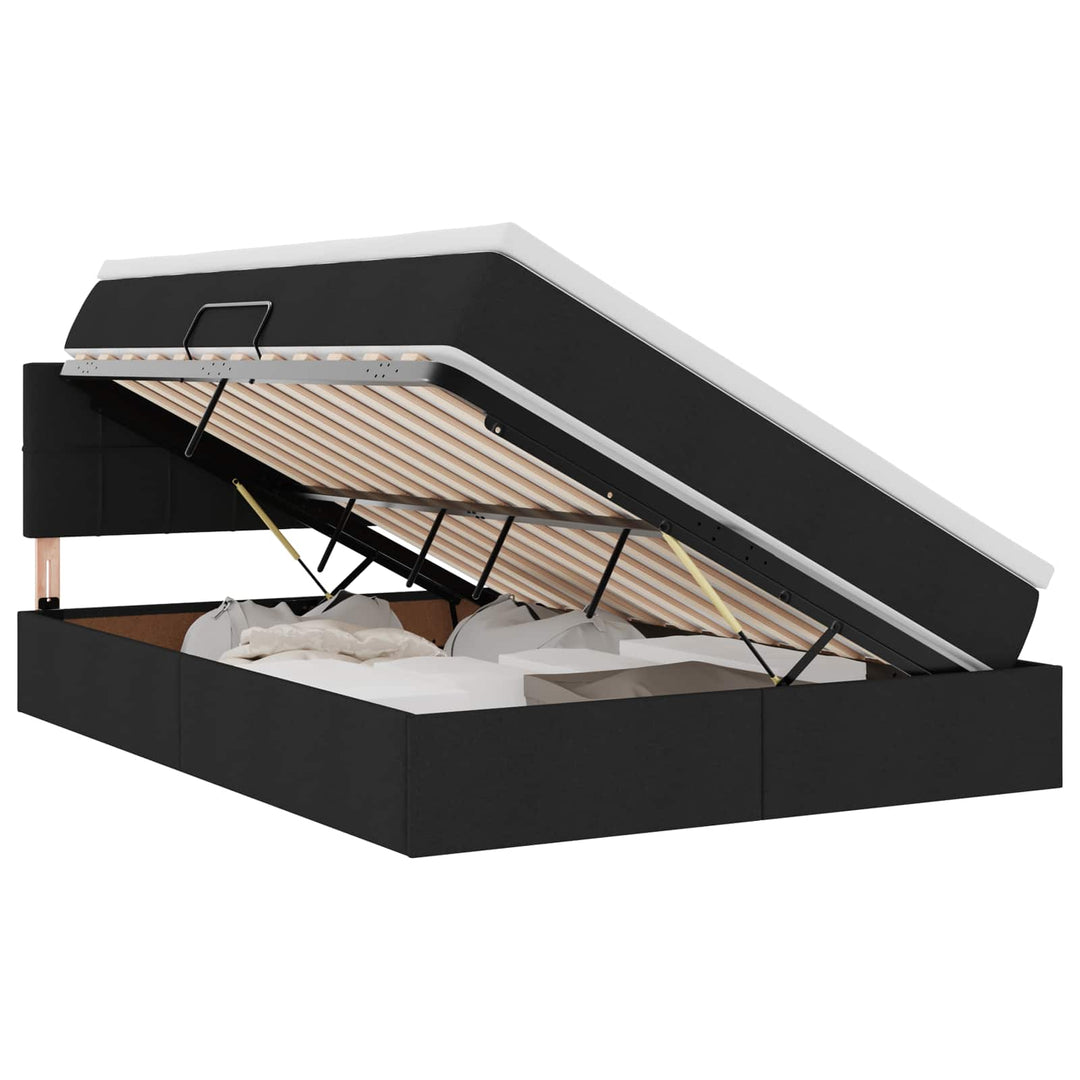 LED opbevarings seng med madras Sort 140 x 200 cm Stof
