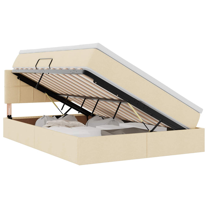 LED opbevarings seng med madras Creme 140 x 200 cm Stof