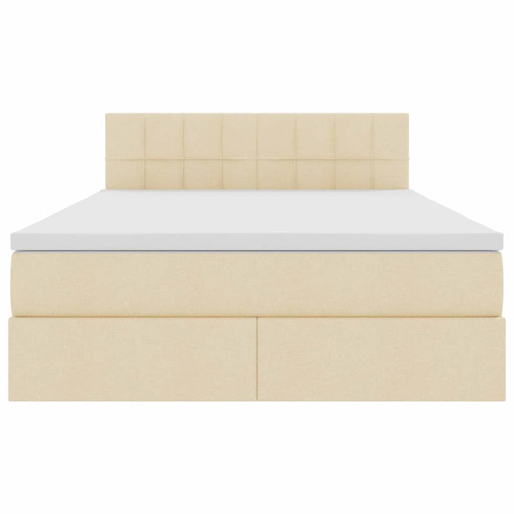 LED opbevarings seng med madras Creme 140 x 200 cm Stof