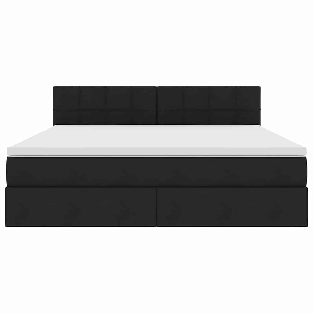 LED opbevarings seng med madras Sort 160 x 200 cm Stof