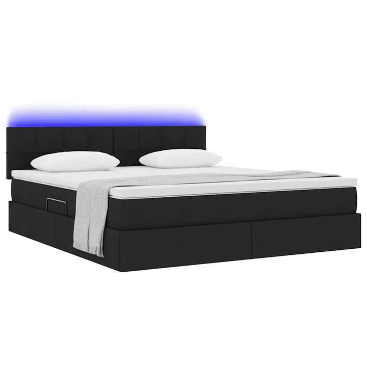 LED opbevarings seng med madras Sort 160 x 200 cm Stof