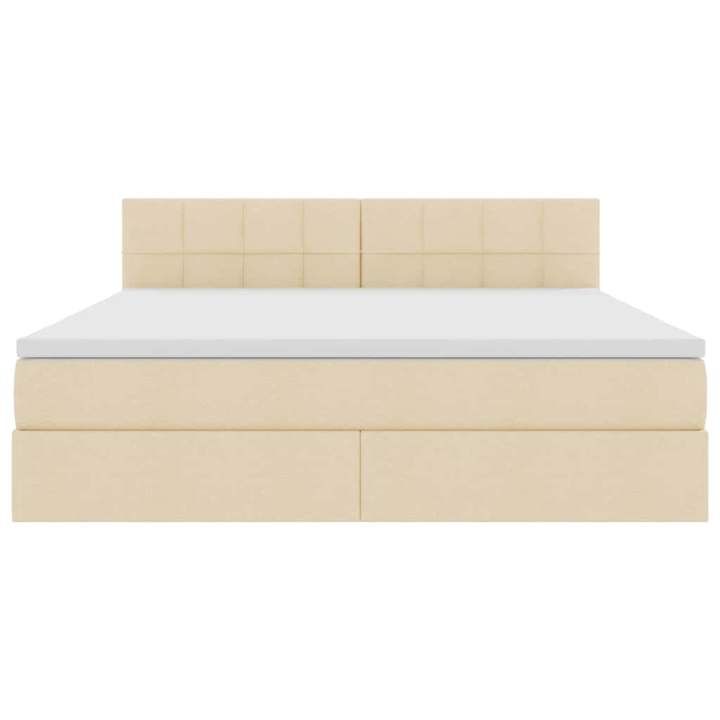 LED opbevarings seng med madras Creme 160 x 200 cm Stof