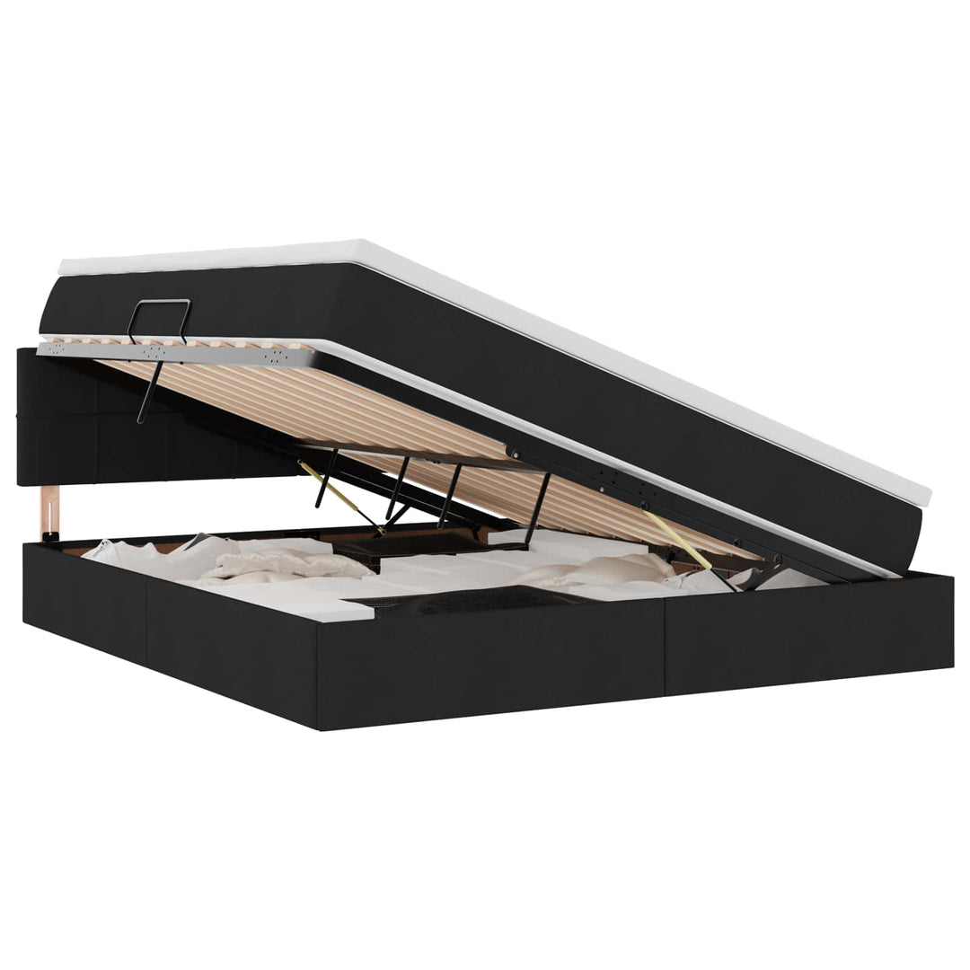 LED opbevarings seng med madras Sort 180 x 200 cm Stof
