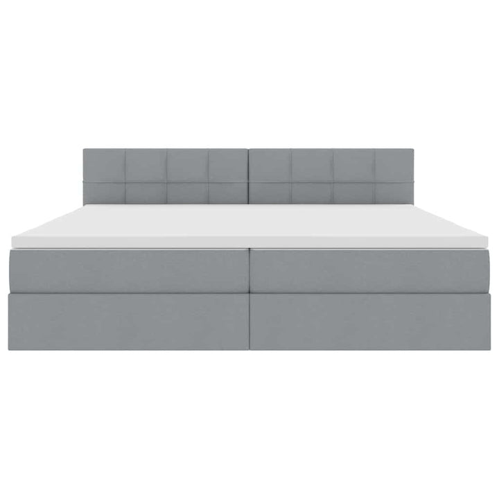 LED opbevarings seng med madras Lysegrå 200 x 200 cm Stof