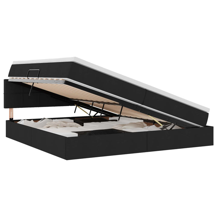 LED opbevarings seng med madras Sort 200 x 200 cm Stof