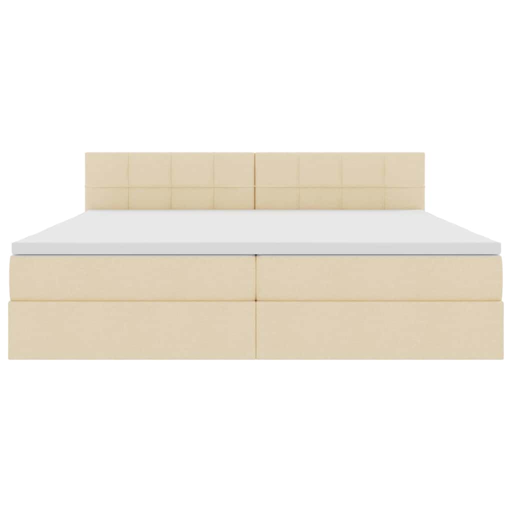 Seng med opbevaring og LED med madras Creme 200 x 200 cm Stof