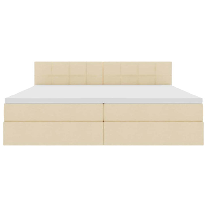 Seng med opbevaring og LED med madras Creme 200 x 200 cm Stof