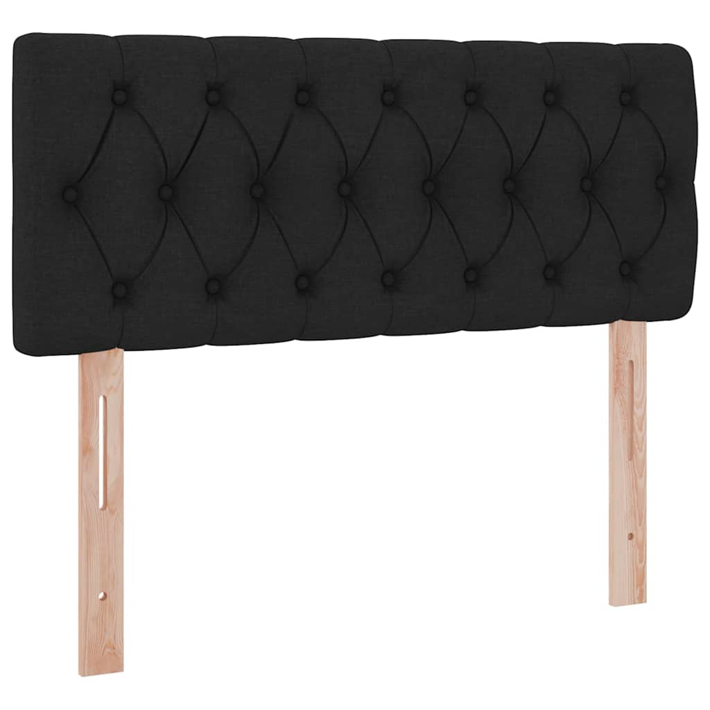 Seng med opbevaring og LED med madras Sort 120 x 200 cm Stof