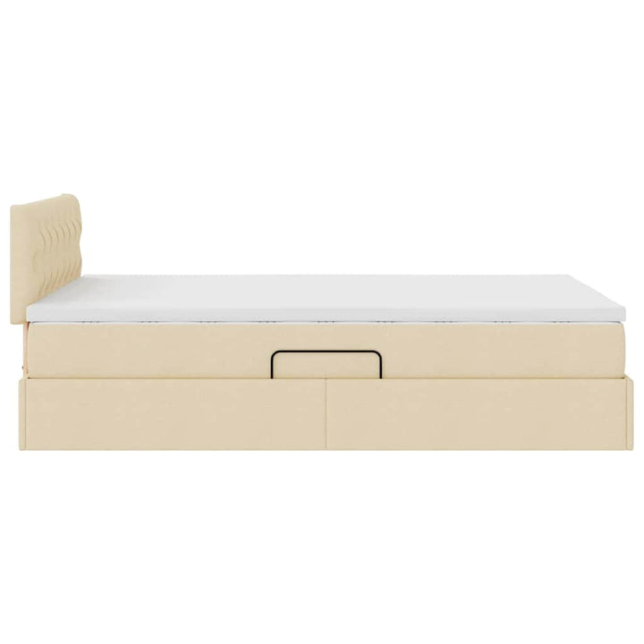 LED opbevarings seng med madras Creme 120 x 200 cm Stof
