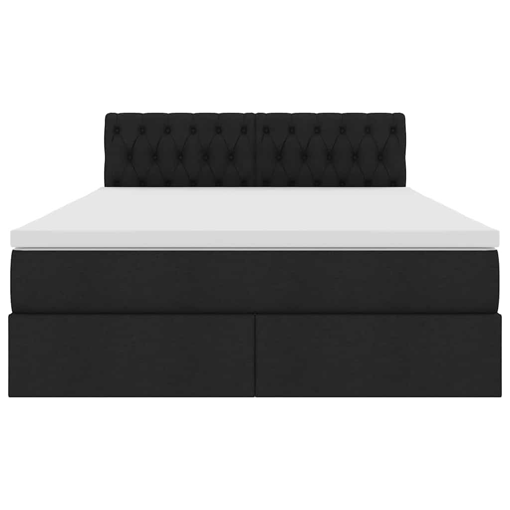 LED opbevarings seng med madras Sort 140 x 190 cm Stof