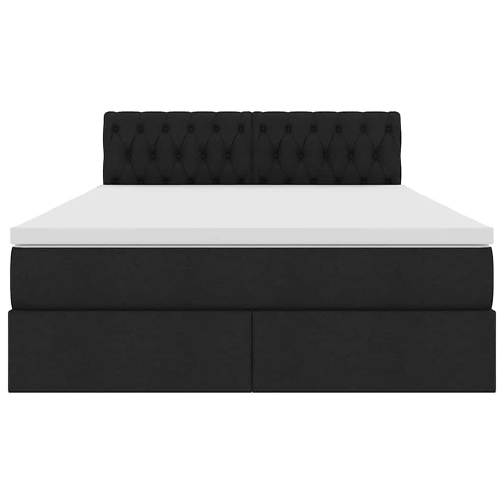 LED opbevarings seng med madras Sort 140 x 190 cm Stof