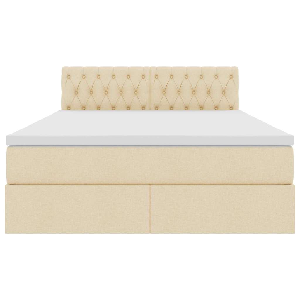 LED opbevarings seng med madras Creme 140 x 200 cm Stof