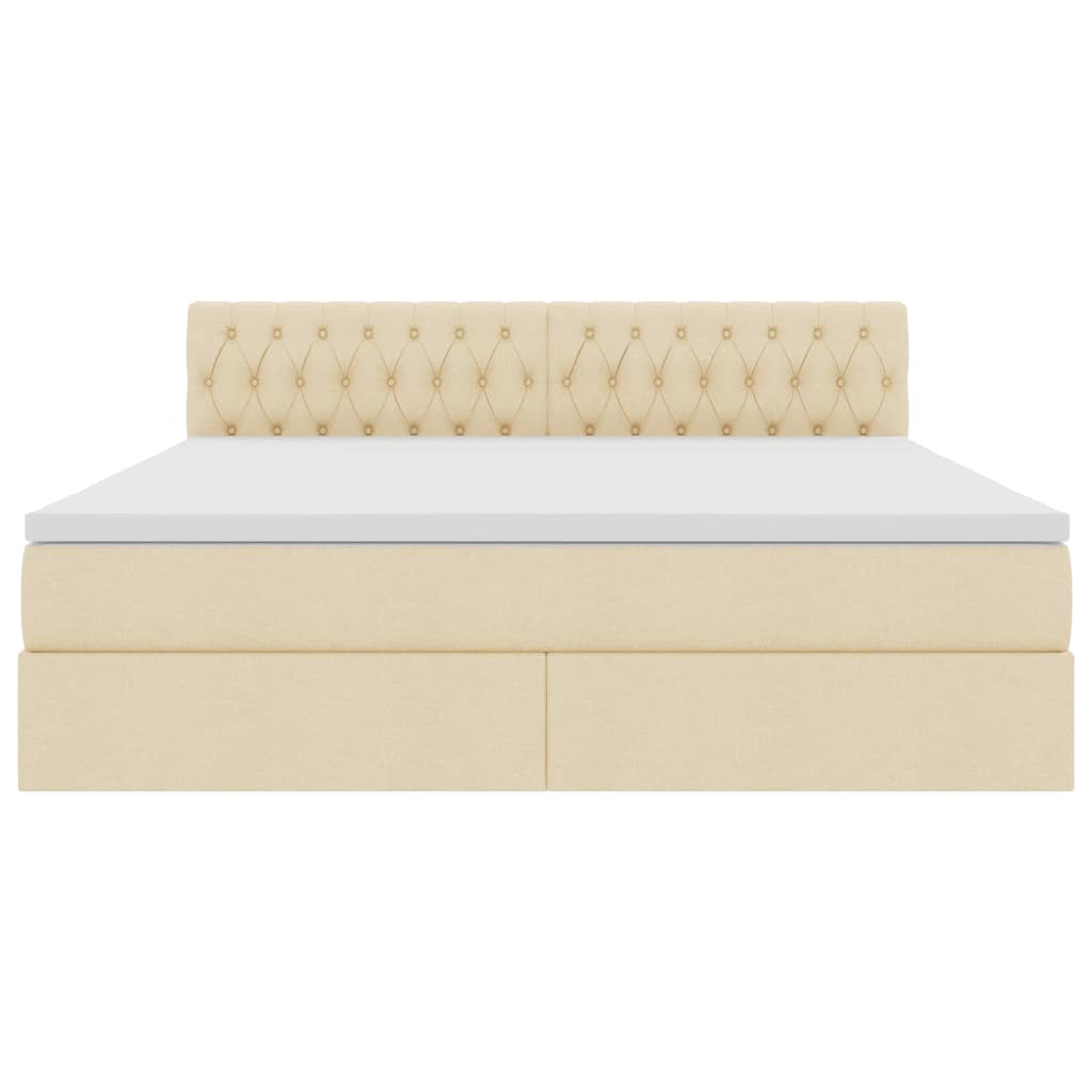 LED opbevarings seng med madras Creme 180 x 200 cm Stof