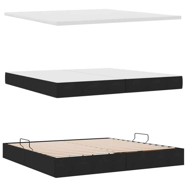 LED opbevarings seng med madras Sort 200 x 200 cm Stof