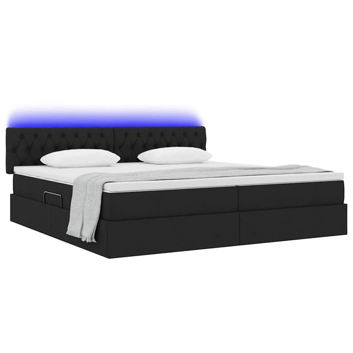 LED opbevarings seng med madras Sort 200 x 200 cm Stof