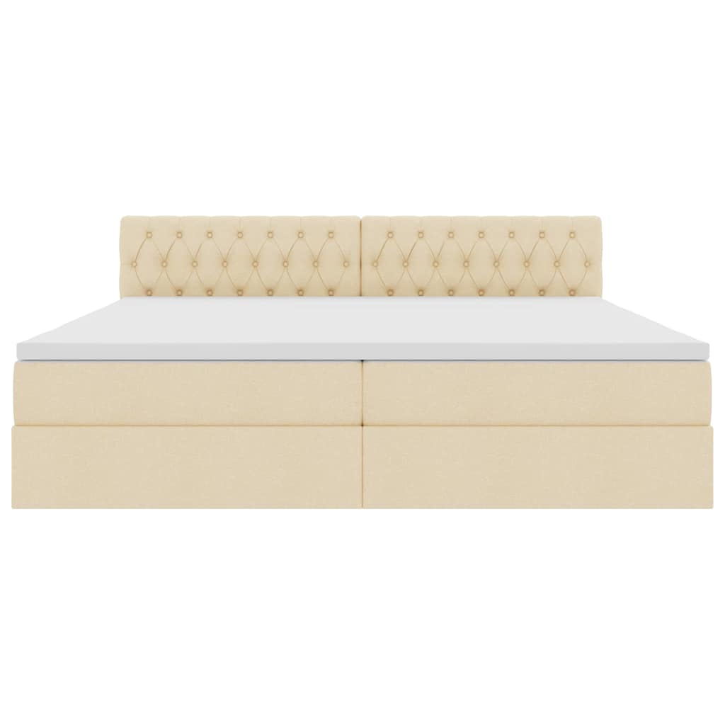 Seng med opbevaring og LED med madras Creme 200 x 200 cm Stof