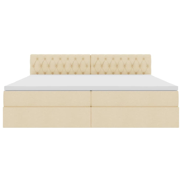 Seng med opbevaring og LED med madras Creme 200 x 200 cm Stof